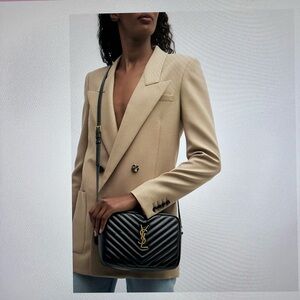 Saint Laurent Black Quilted Leather Camara Crossbody with Gold YSL Logo